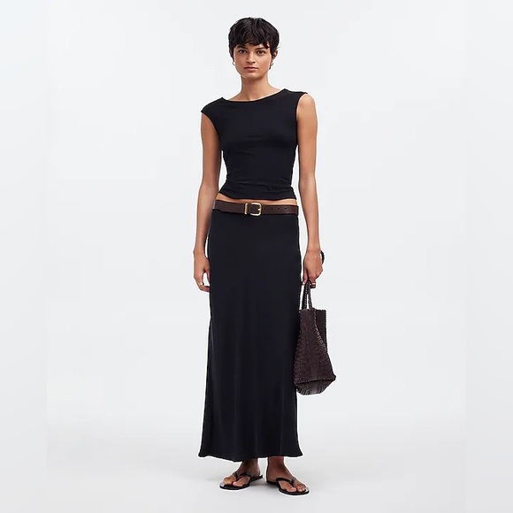 Madewell Scoopneck Cap-Sleeve Tee In True Black Size M NWT - Picture 1 of 9